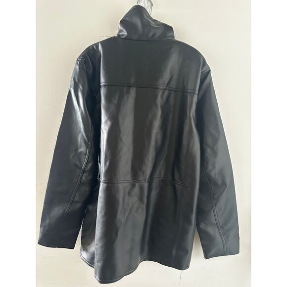 Collezioni Black Faux Leather Mid-Length Jacket NWT 2013-2014 Men’s M/L - Picture 13 of 16